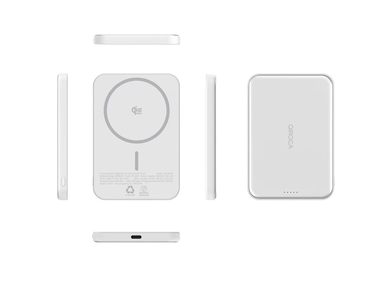 QIROCA モバイルバッテリー 5000mAh 準固体 Qi2 25Wワイヤレス充電対応
