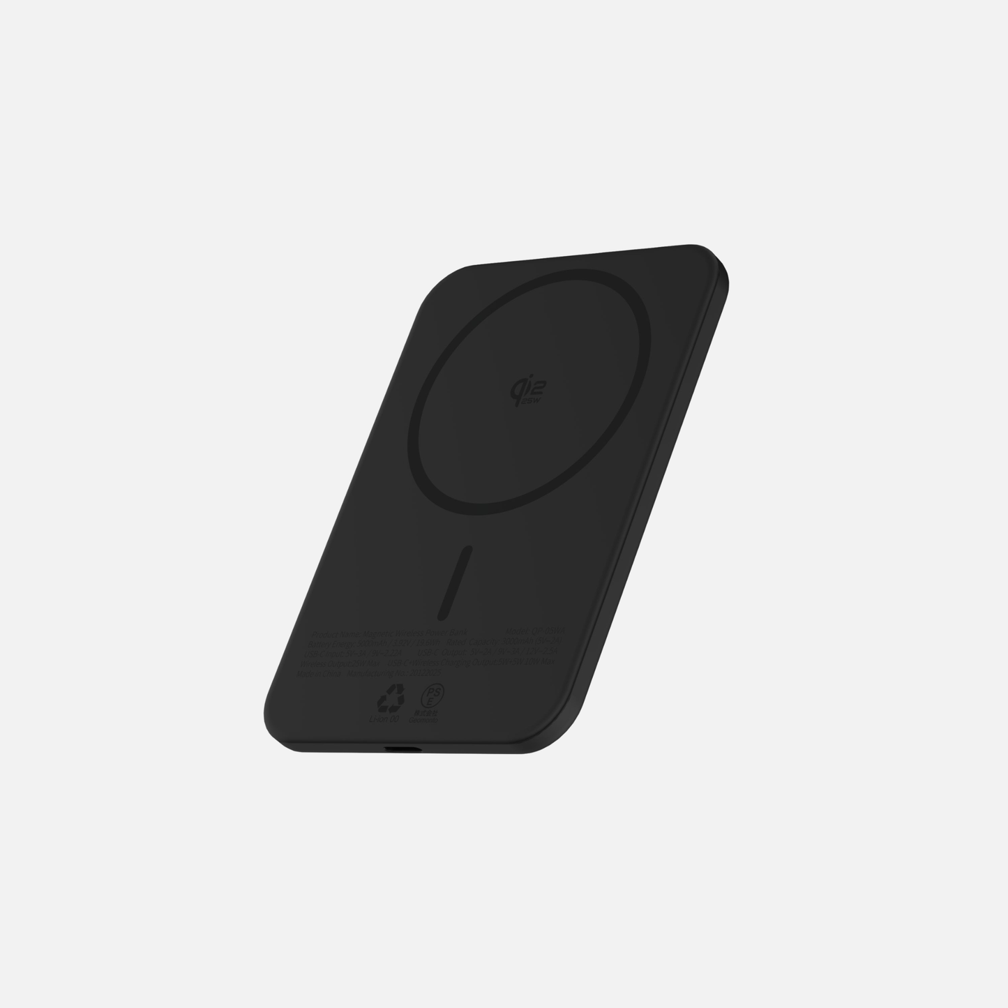 QIROCA モバイルバッテリー 5000mAh 準固体 Qi2 25Wワイヤレス充電対応